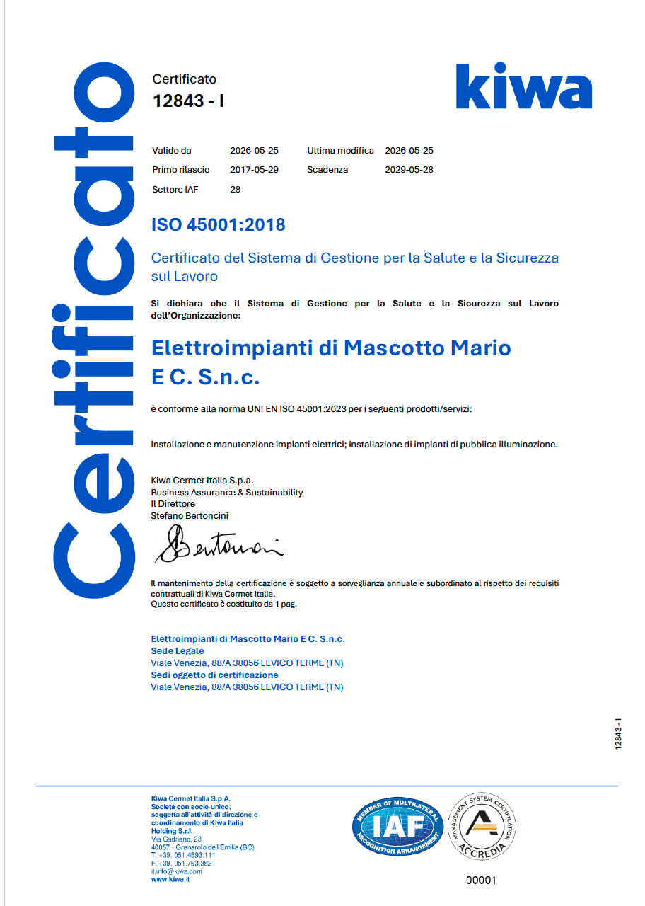 certificato iso 45001 2026